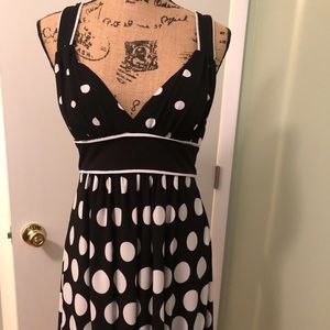 Summer polka dot dress with ruffed bottom